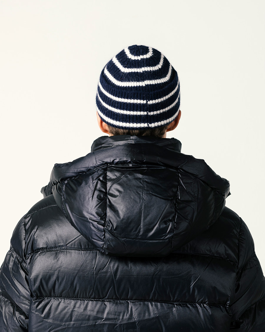 Heren | Mutsen | Le Bonnet | Lambswool/Caregora Beanie Midnight Stripe