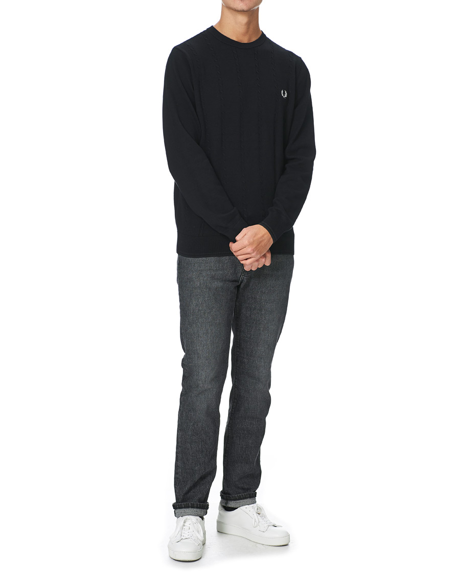 Heren | Truien | Fred Perry | Cable Knit Crew Neck Jumper Black