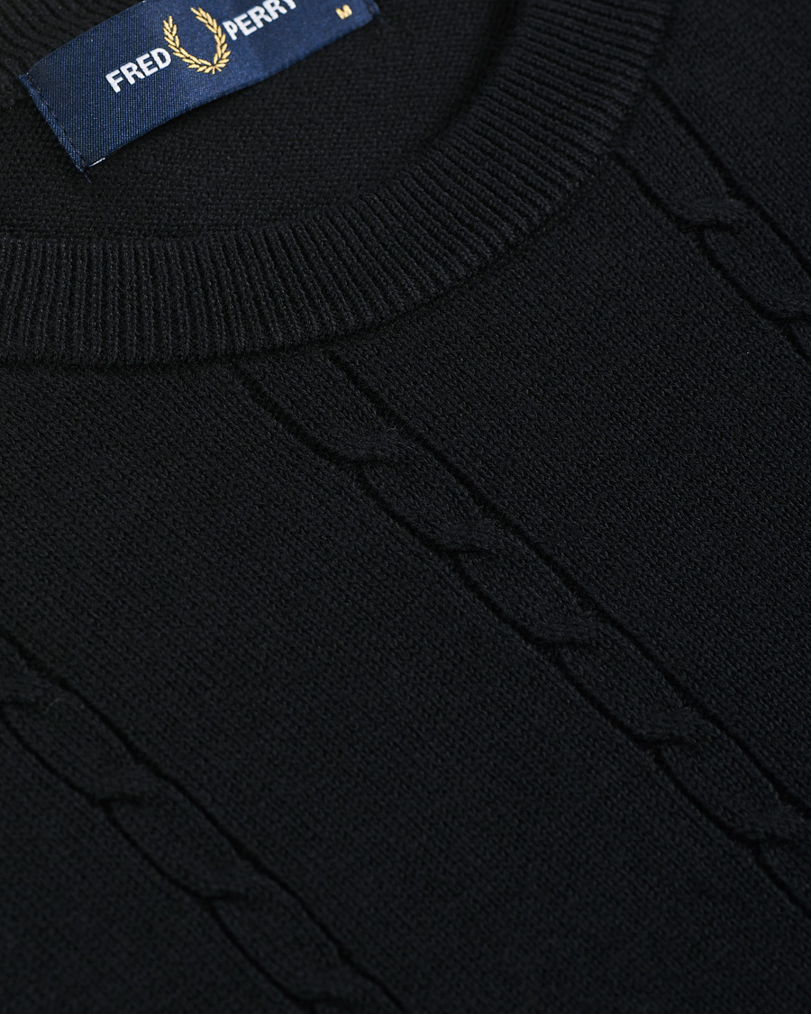 Heren | Truien | Fred Perry | Cable Knit Crew Neck Jumper Black