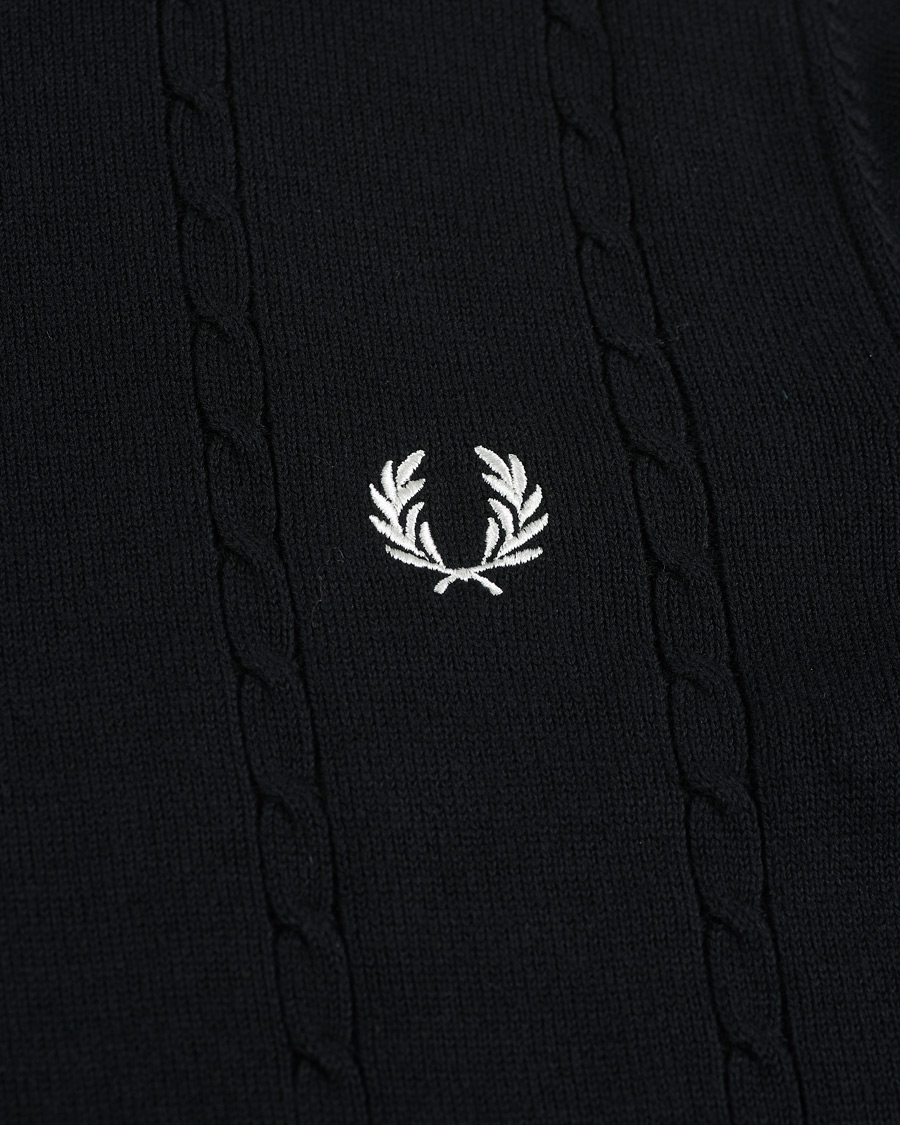 Heren | Truien | Fred Perry | Cable Knit Crew Neck Jumper Black