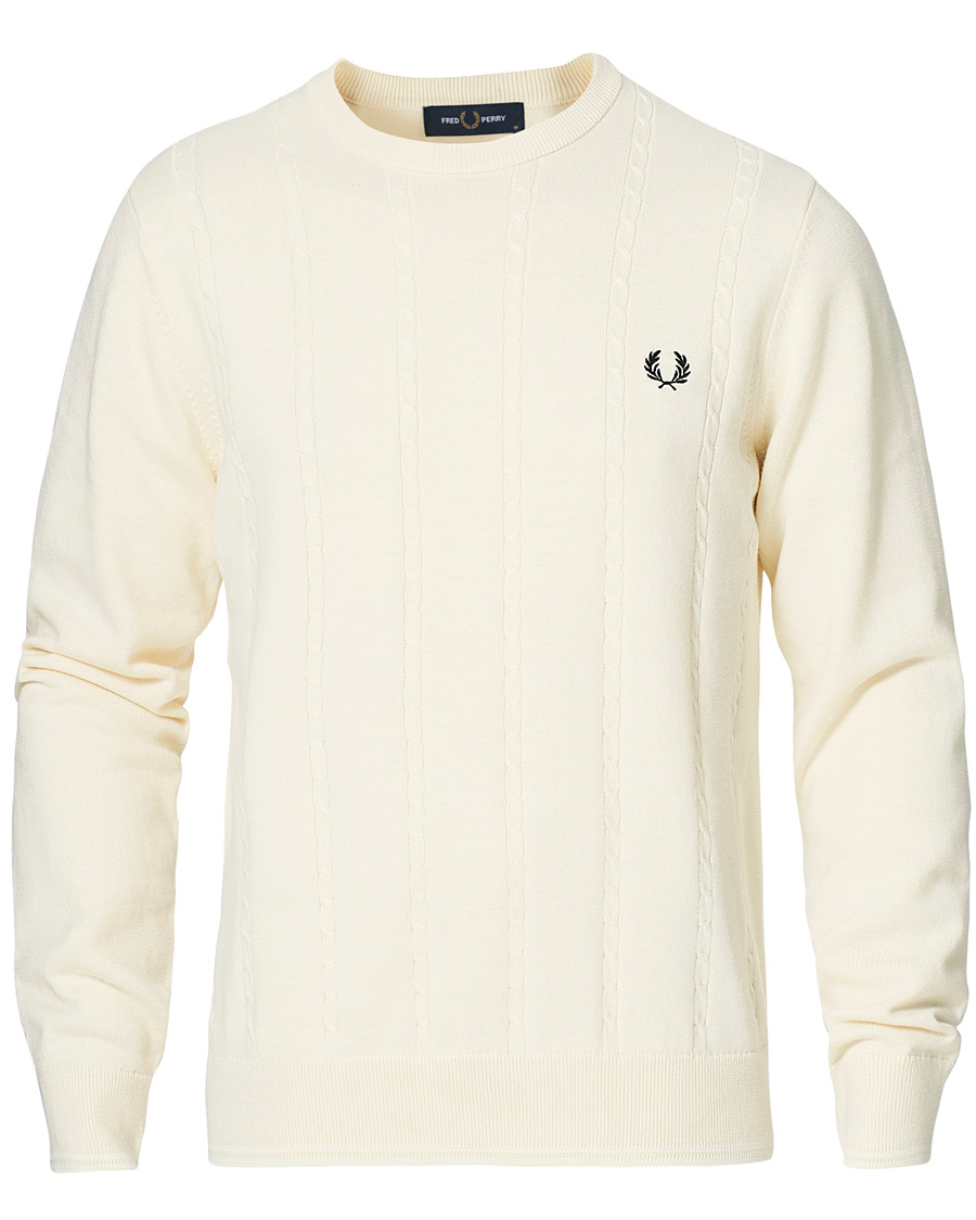 Heren | Truien | Fred Perry | Cable Knit Crew Neck Jumper Ecru