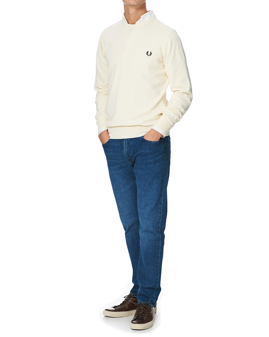 Heren | Truien | Fred Perry | Cable Knit Crew Neck Jumper Ecru