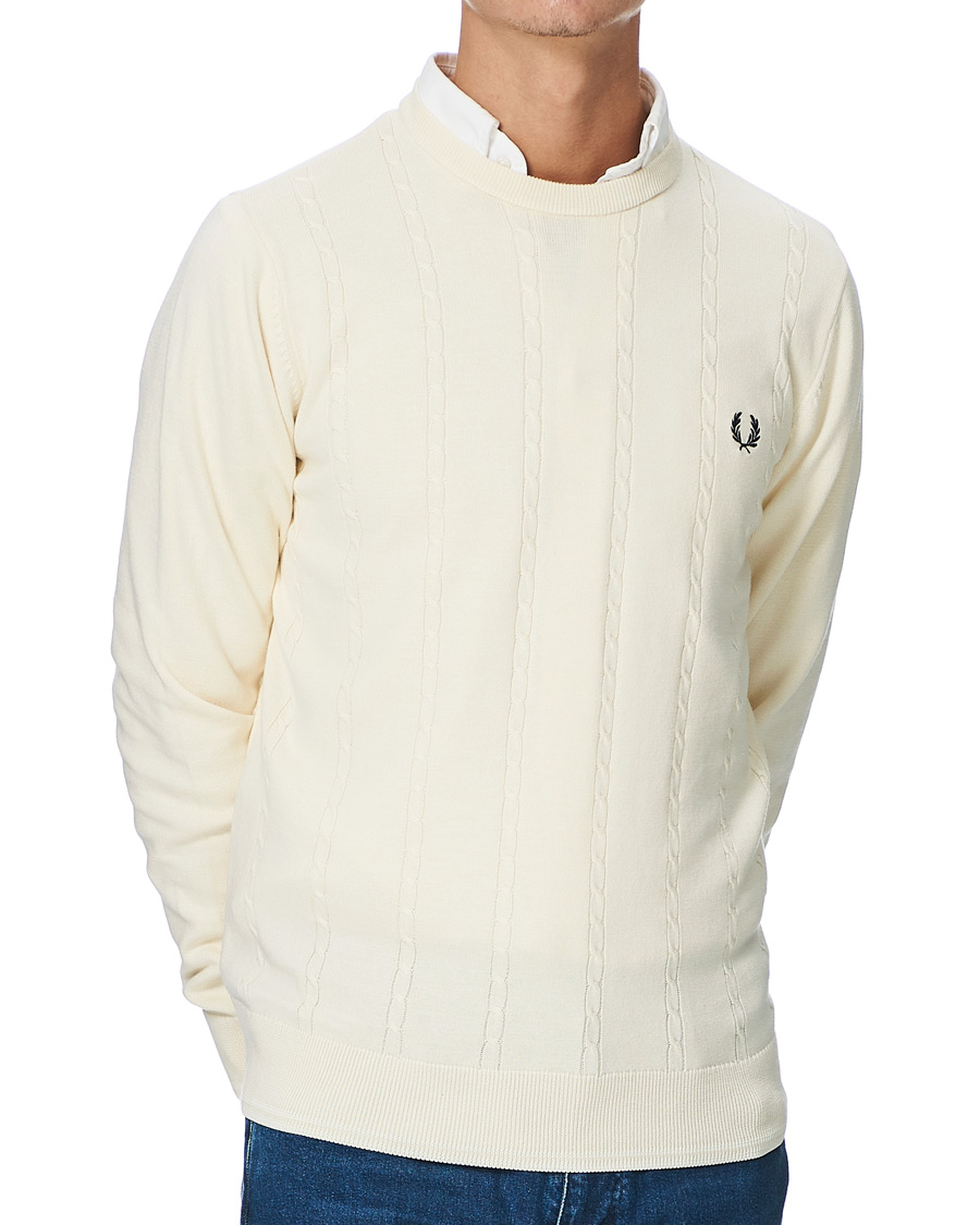 Heren | Truien | Fred Perry | Cable Knit Crew Neck Jumper Ecru