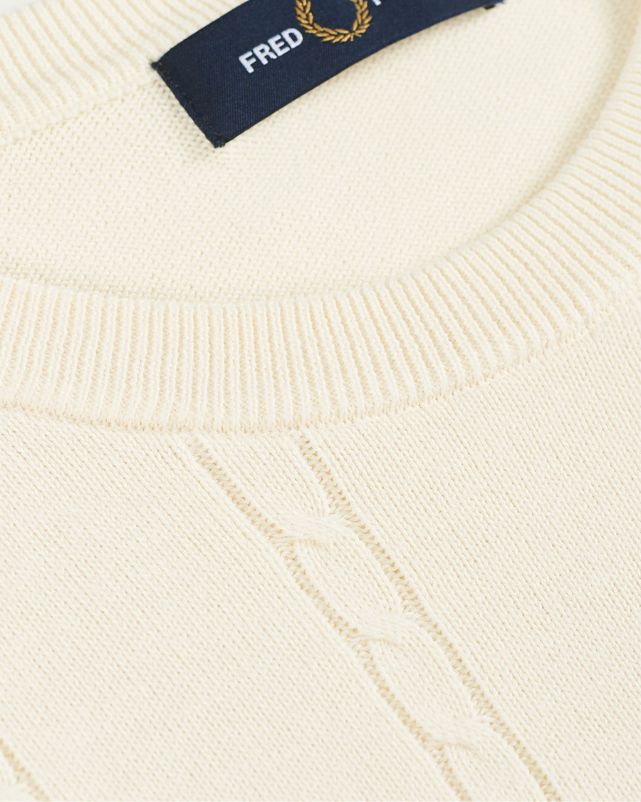 Heren | Truien | Fred Perry | Cable Knit Crew Neck Jumper Ecru