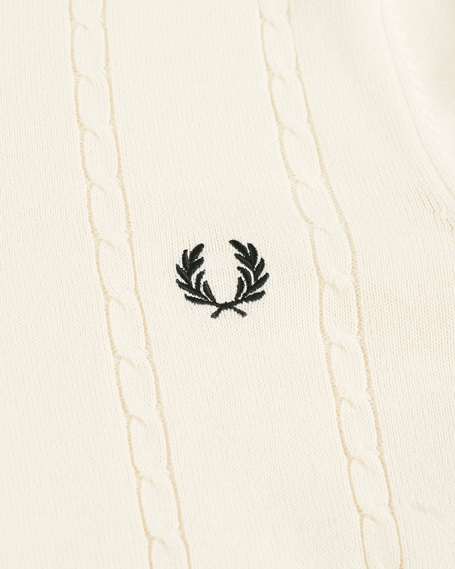 Heren | Truien | Fred Perry | Cable Knit Crew Neck Jumper Ecru