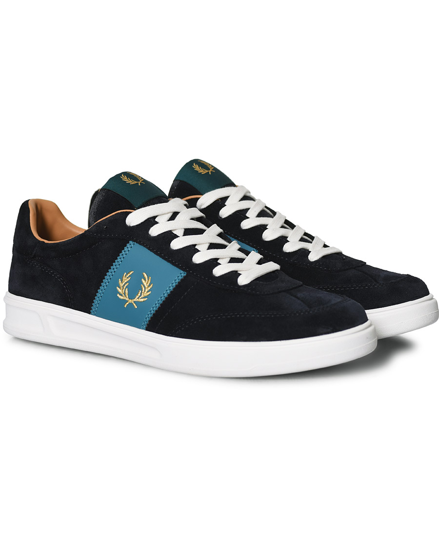 Heren | Fred Perry Suede Panel Sneakers Navy | Fred Perry | Suede Panel Sneakers Navy