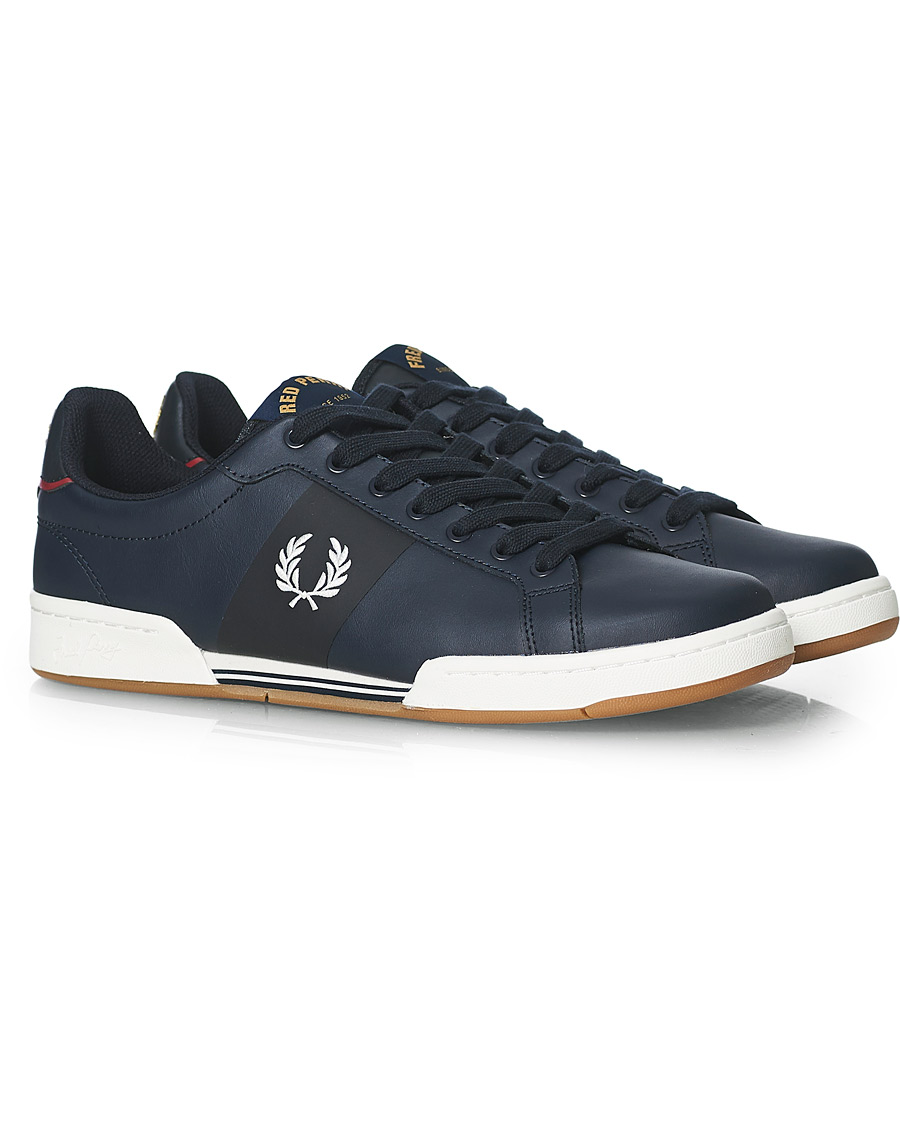 Heren | Fred Perry Bonded Leather Sneakers Navy | Fred Perry | Bonded Leather Sneakers Navy