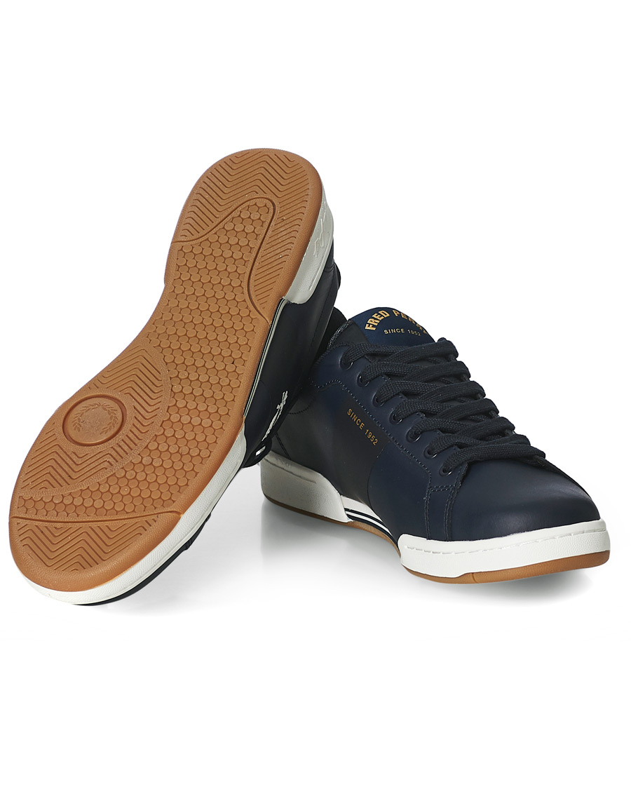 Heren | Fred Perry Bonded Leather Sneakers Navy | Fred Perry | Bonded Leather Sneakers Navy
