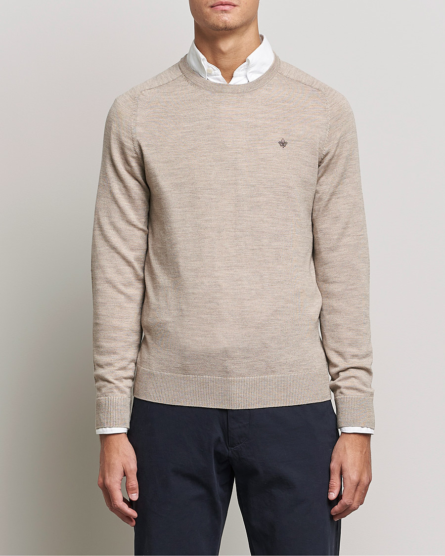 Heren |  | Morris | Merino O-neck Khaki Melange