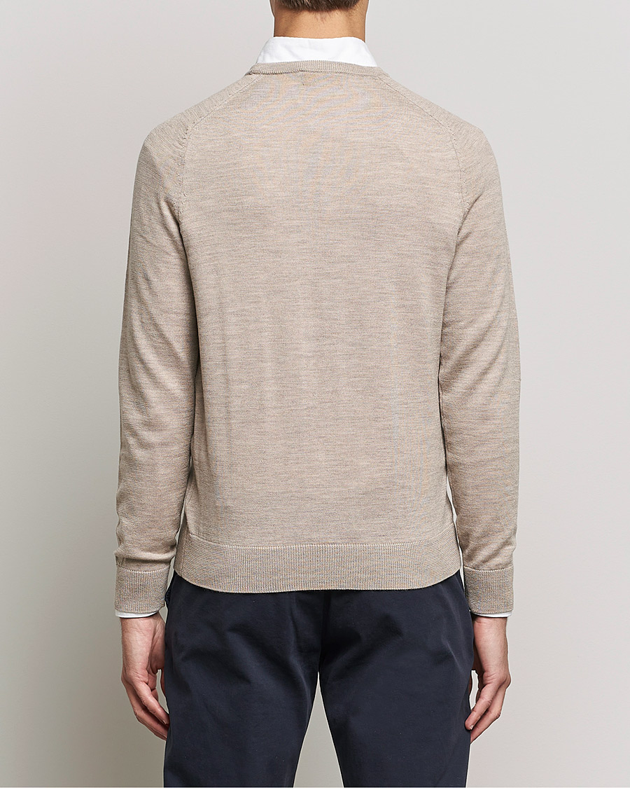 Heren | Truien | Morris | Merino O-Neck Khaki Melange