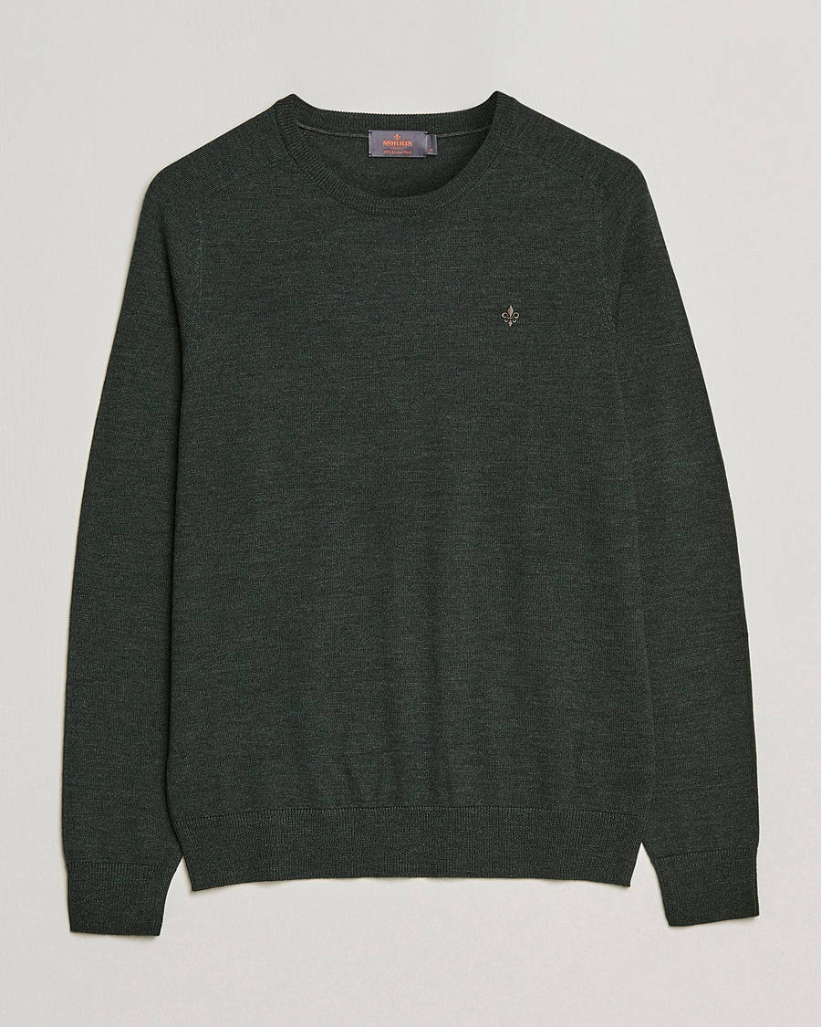 Heren | Truien | Morris | Merino O-neck Olive Melange
