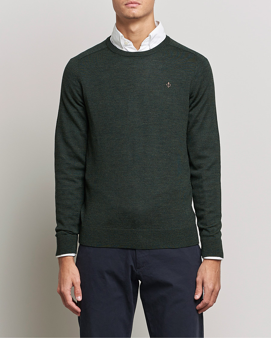Heren | Truien | Morris | Merino O-neck Olive Melange
