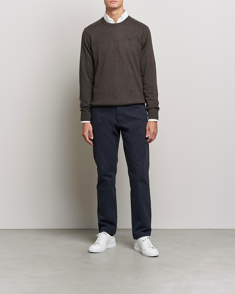 Heren | Truien | Morris | Merino O-neck Brown Melange