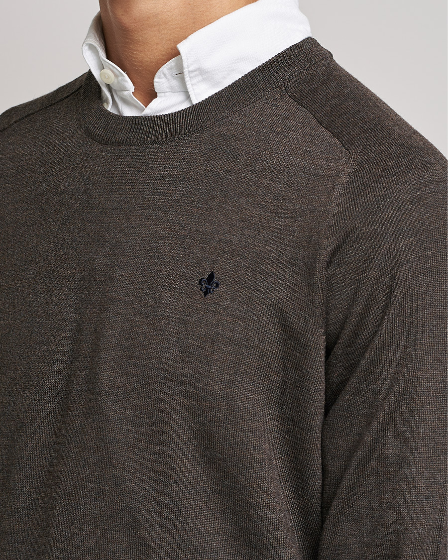 Heren | Truien | Morris | Merino O-neck Brown Melange