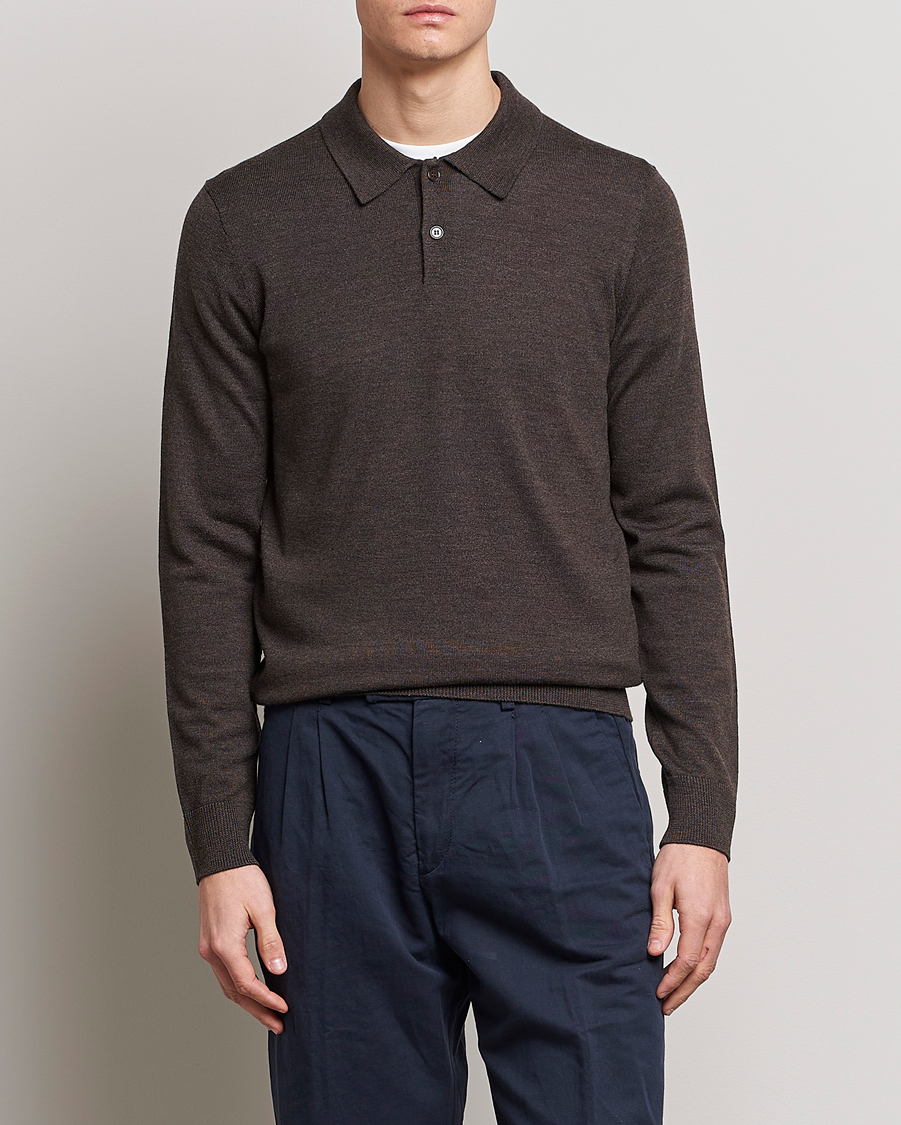 Heren |  | Morris | Merino Polo Knit Brown