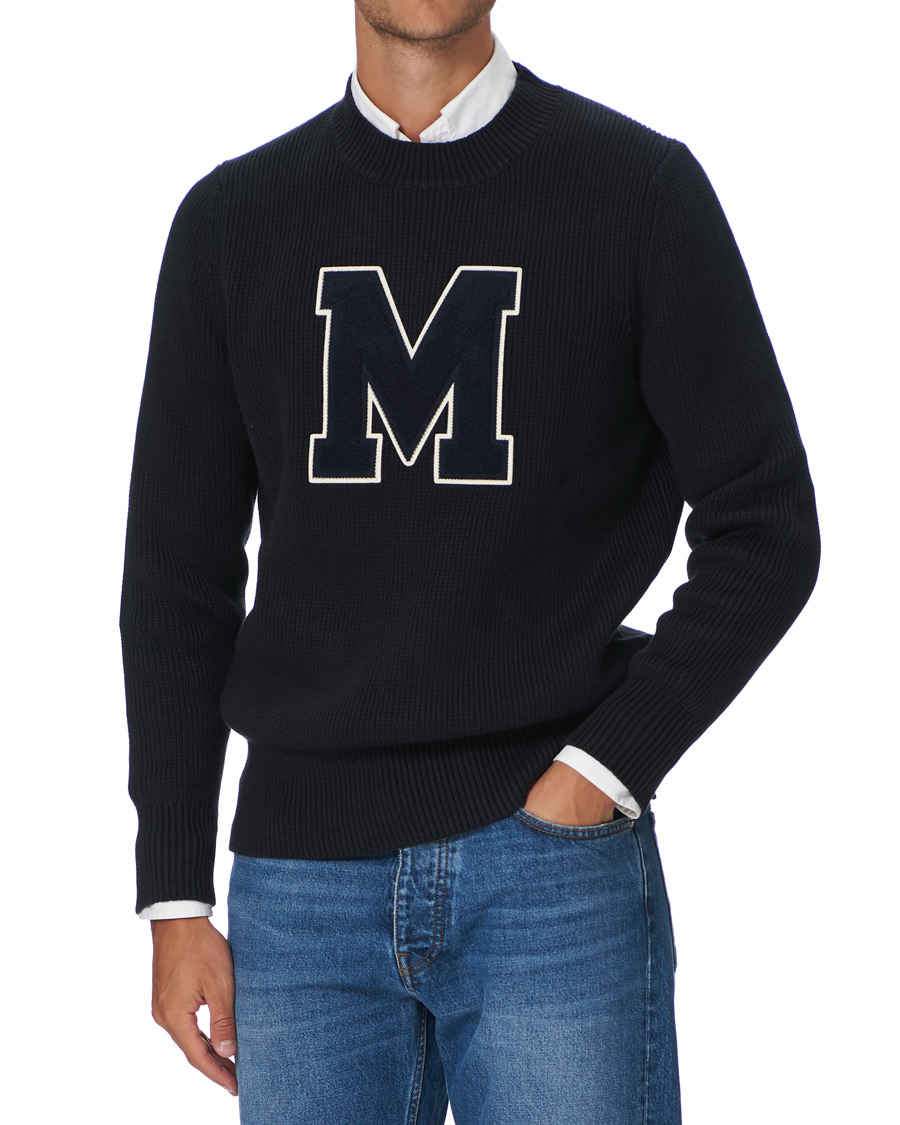 Heren | Truien | Morris | Bradley Knitted Logo O-Neck Navy