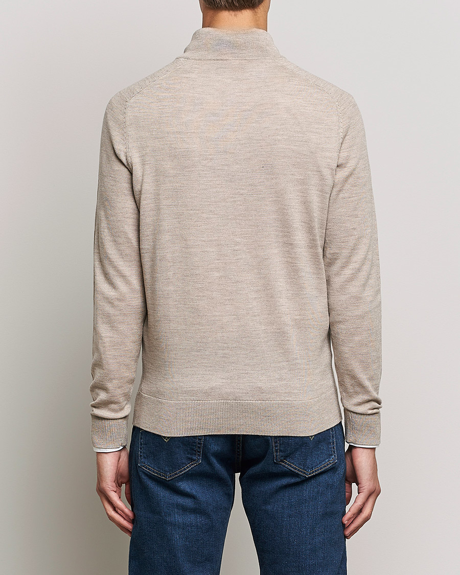 Heren | Truien | Morris | John Merino Half Zip Khaki