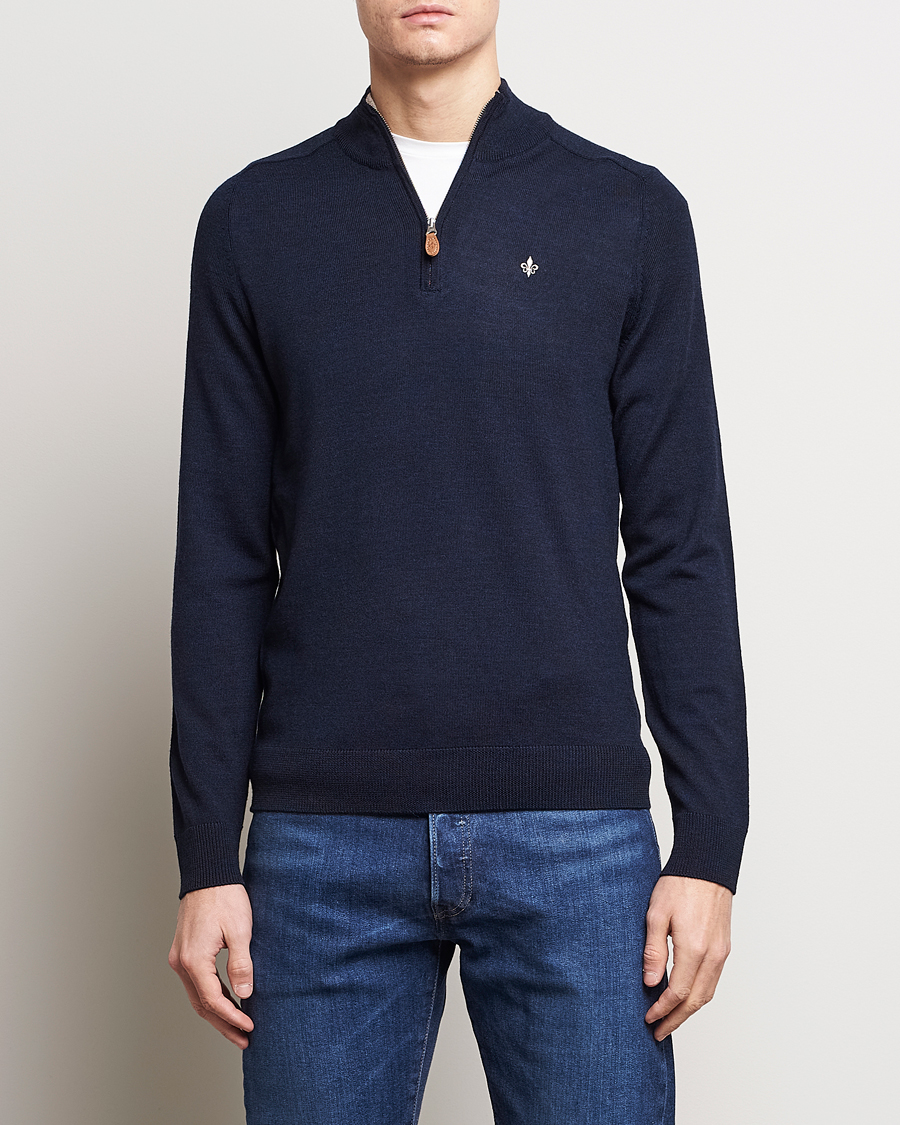 Heren | Truien | Morris | John Merino Half Zip Navy