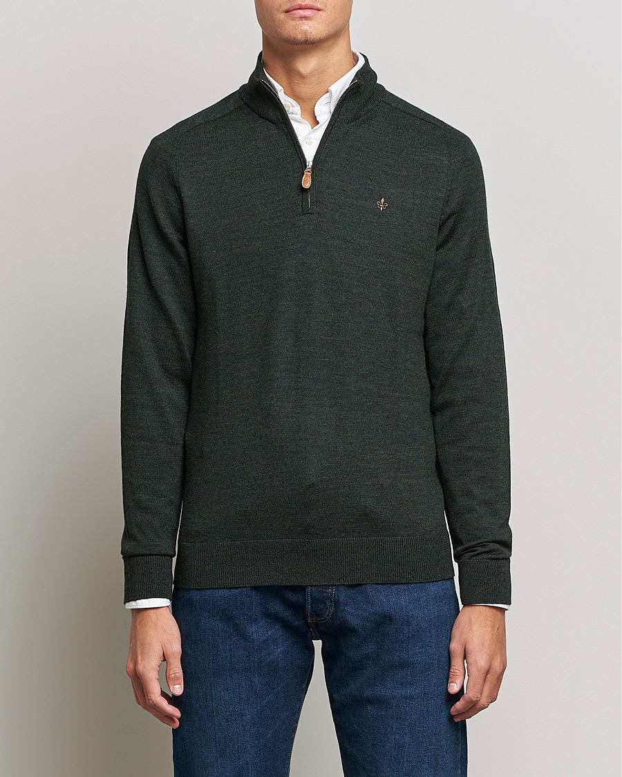 Heren | Morris | Morris | John Merino Half Zip Olive