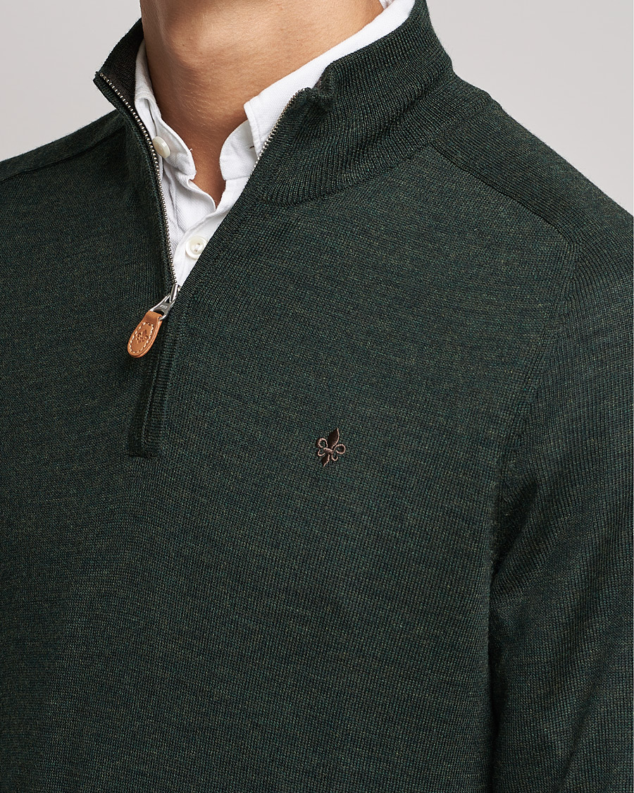 Heren | Truien | Morris | John Merino Half Zip Olive