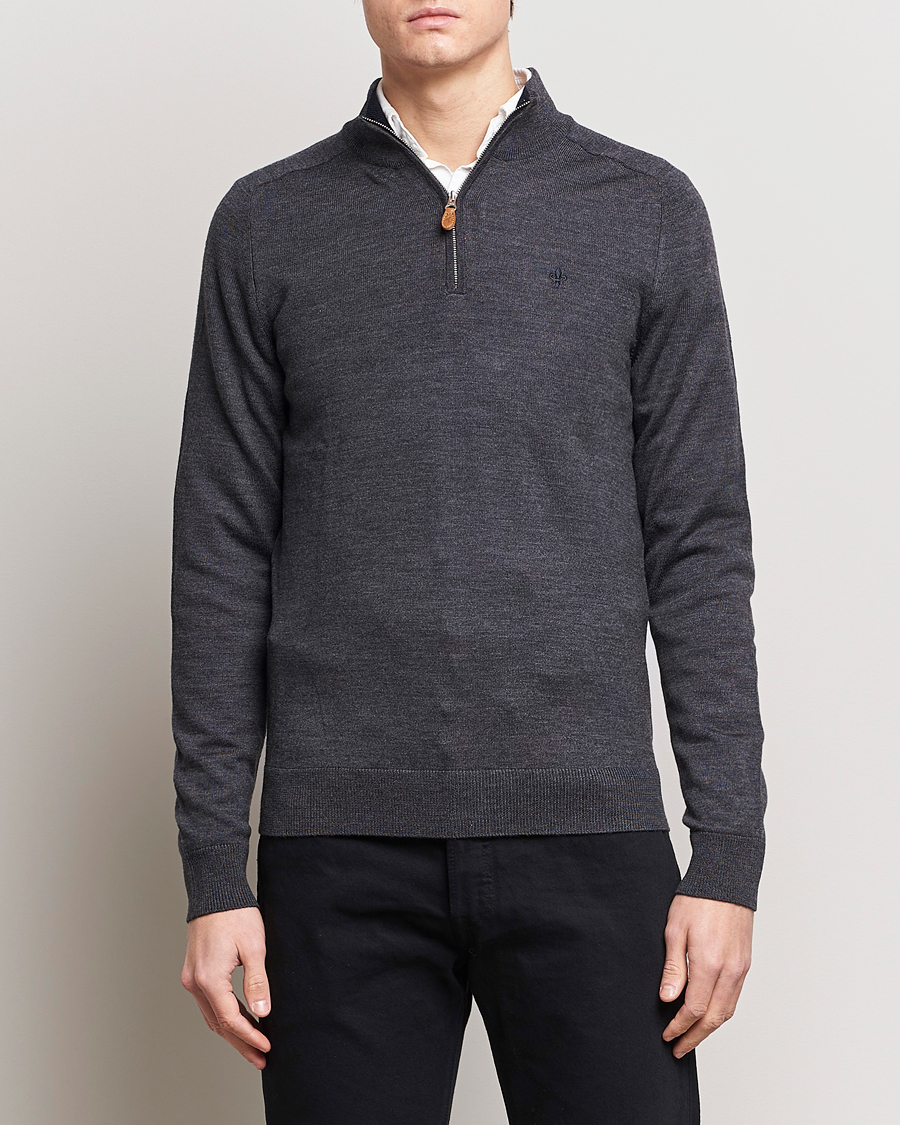 Heren | Half-zip | Morris | John Merino Half Zip Dark Grey