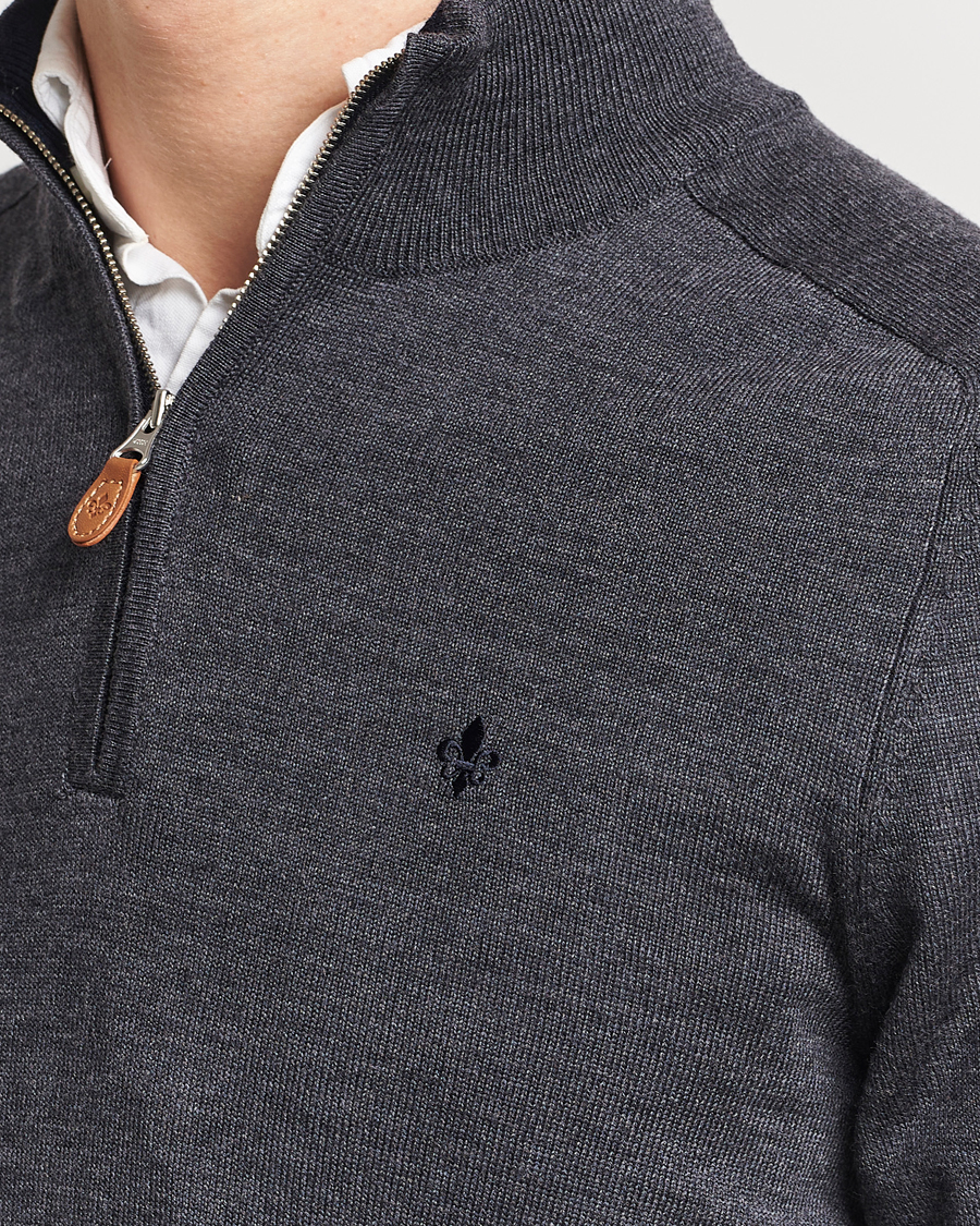 Heren | Truien | Morris | John Merino Half Zip Dark Grey