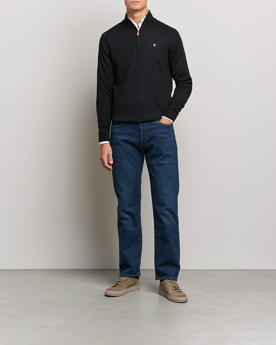 Heren | Truien | Morris | John Merino Half Zip Black