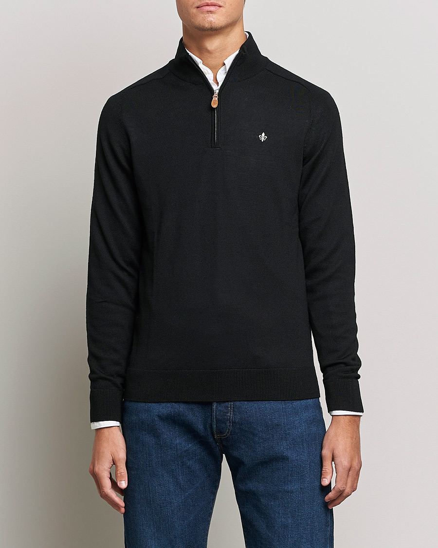 Heren | Truien | Morris | John Merino Half Zip Black