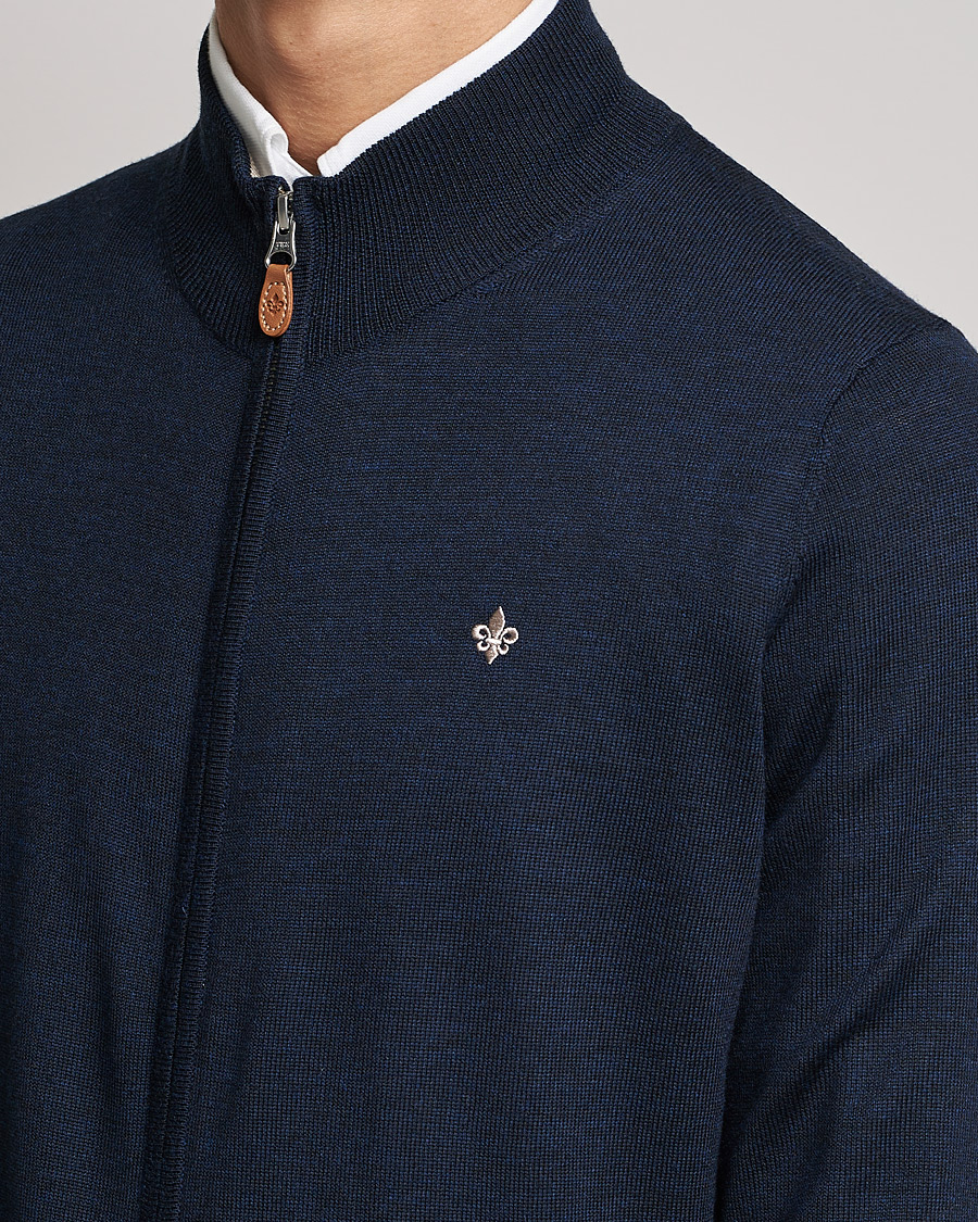 Heren | Truien | Morris | Merino Zip Cardigan Navy