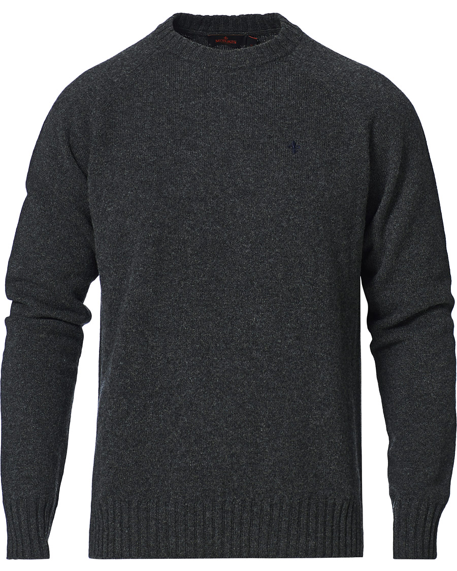 Heren | Truien | Morris | Lambswool Knitted Crew Neck Dark Grey