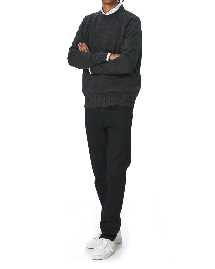 Heren | Truien | Morris | Lambswool Knitted Crew Neck Dark Grey