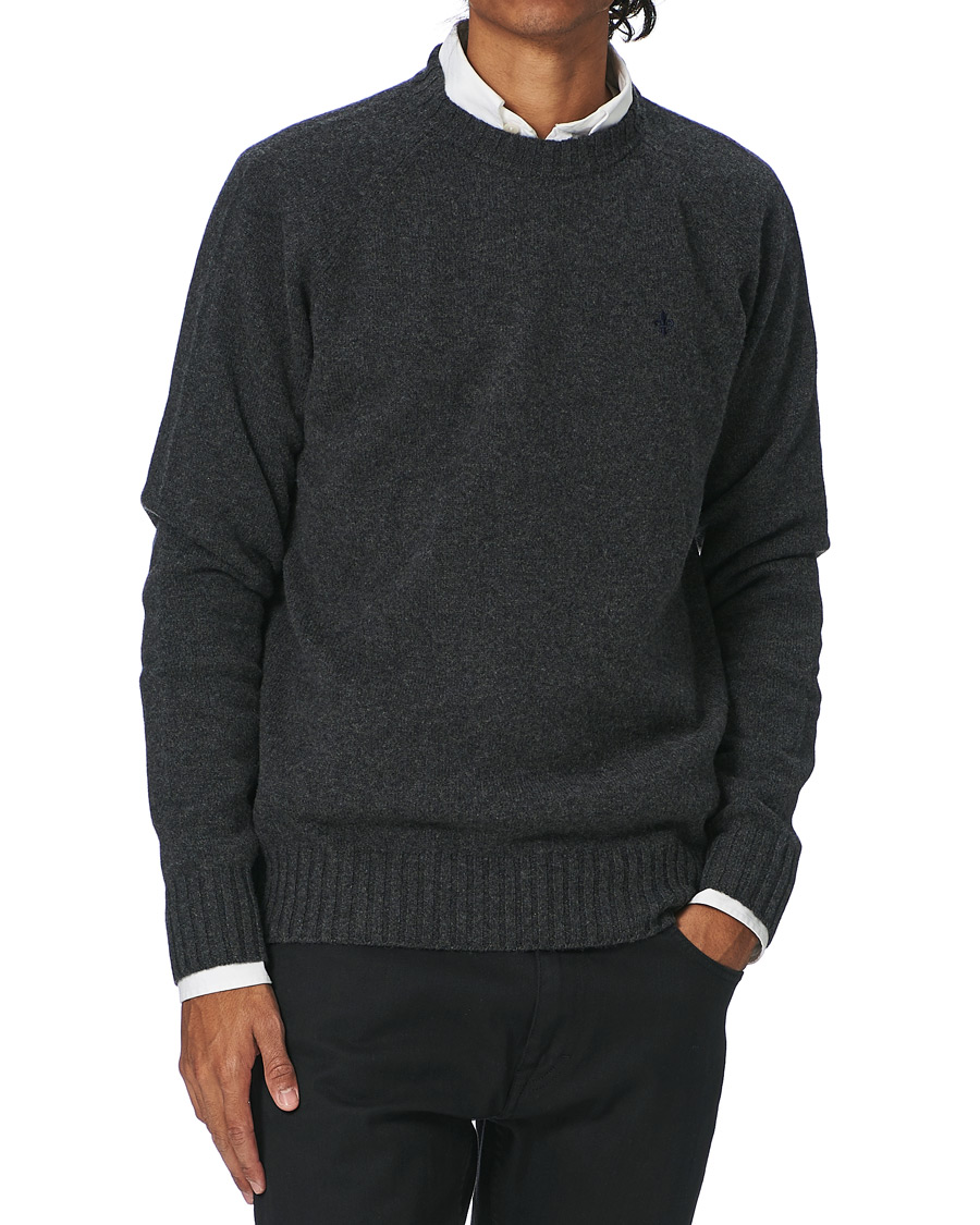Heren | Truien | Morris | Lambswool Knitted Crew Neck Dark Grey