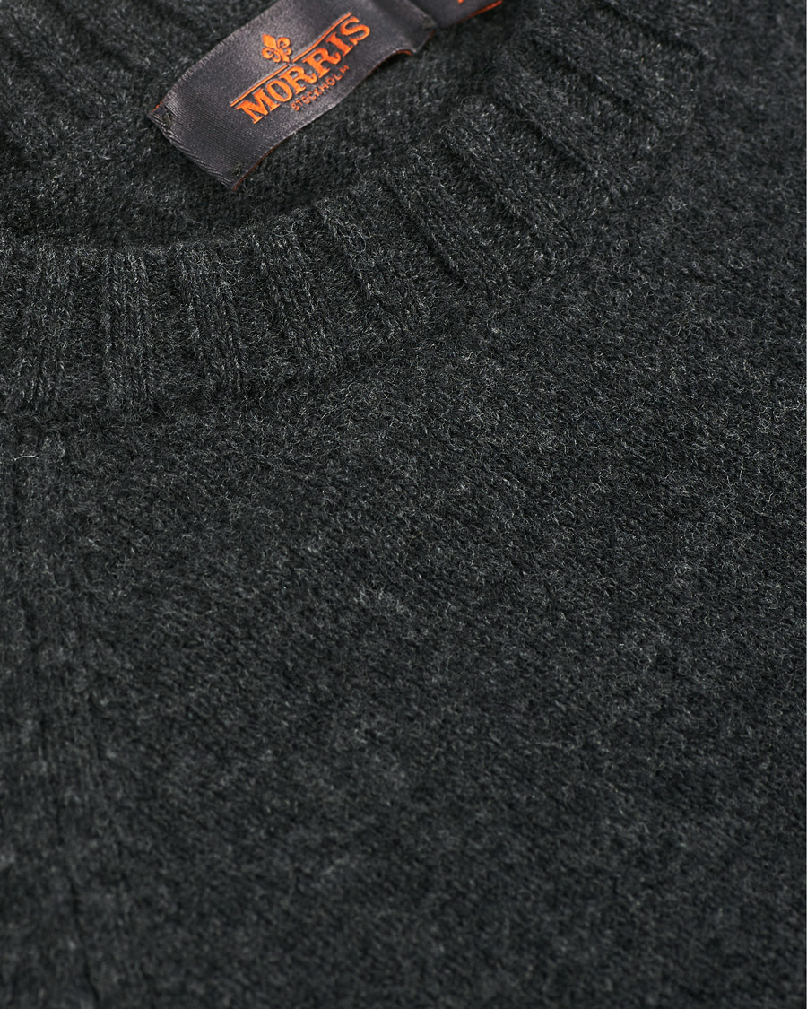 Heren | Truien | Morris | Lambswool Knitted Crew Neck Dark Grey