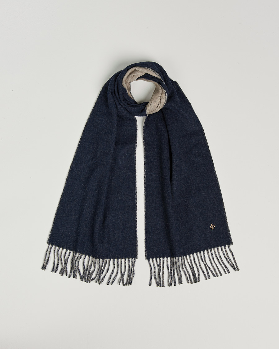 Heren | Morris Double Face Wool Scarf Navy/Beige | Morris | Double Face Wool Scarf Navy/Beige