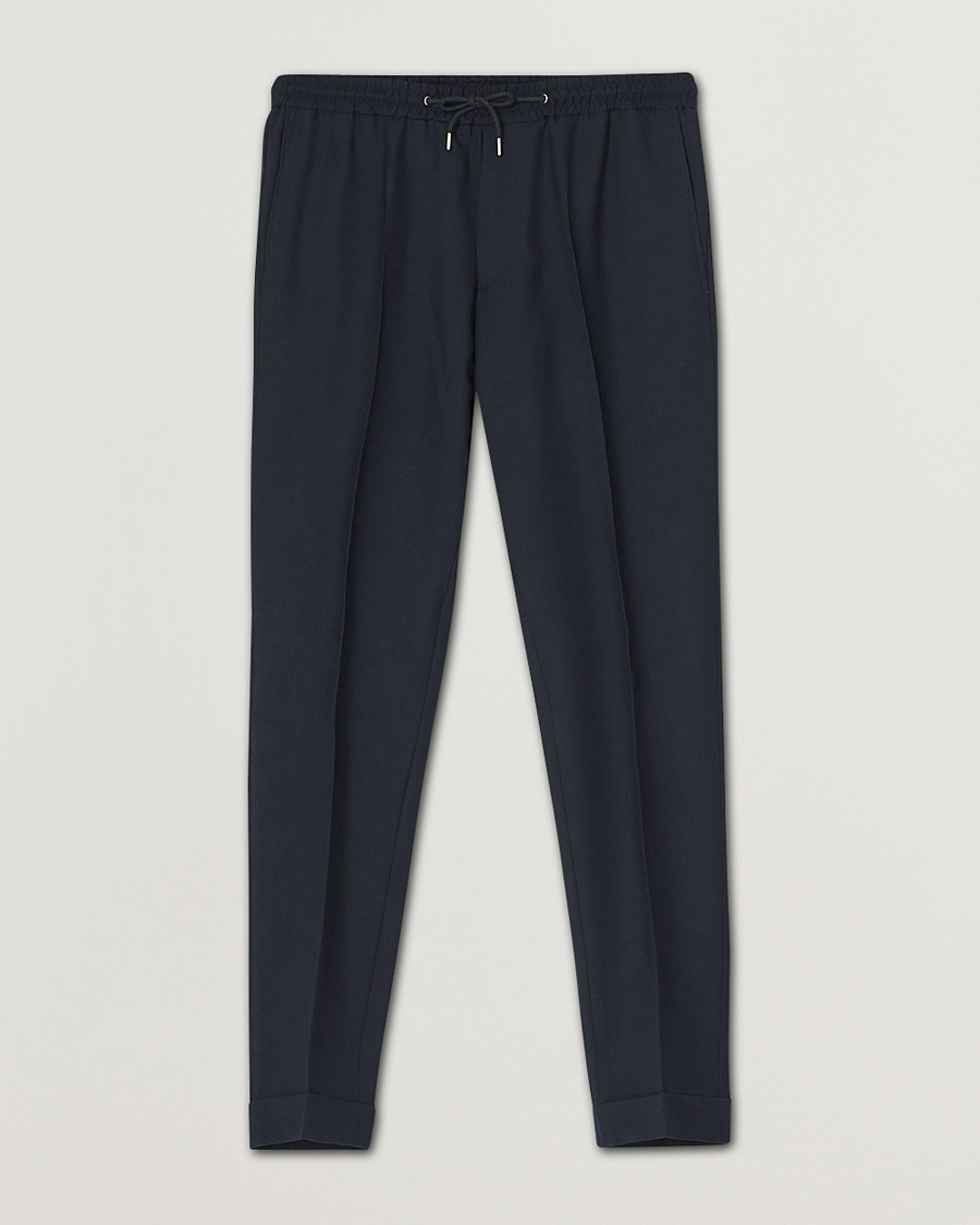 Heren | Broeken | Paul Smith | Drawstring Elastic Wool Pant Navy