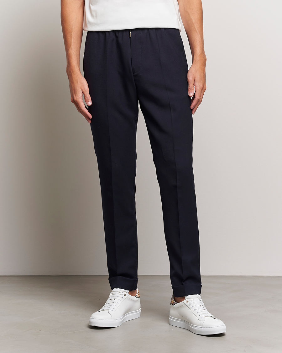Heren | Broeken | Paul Smith | Drawstring Elastic Wool Pant Navy