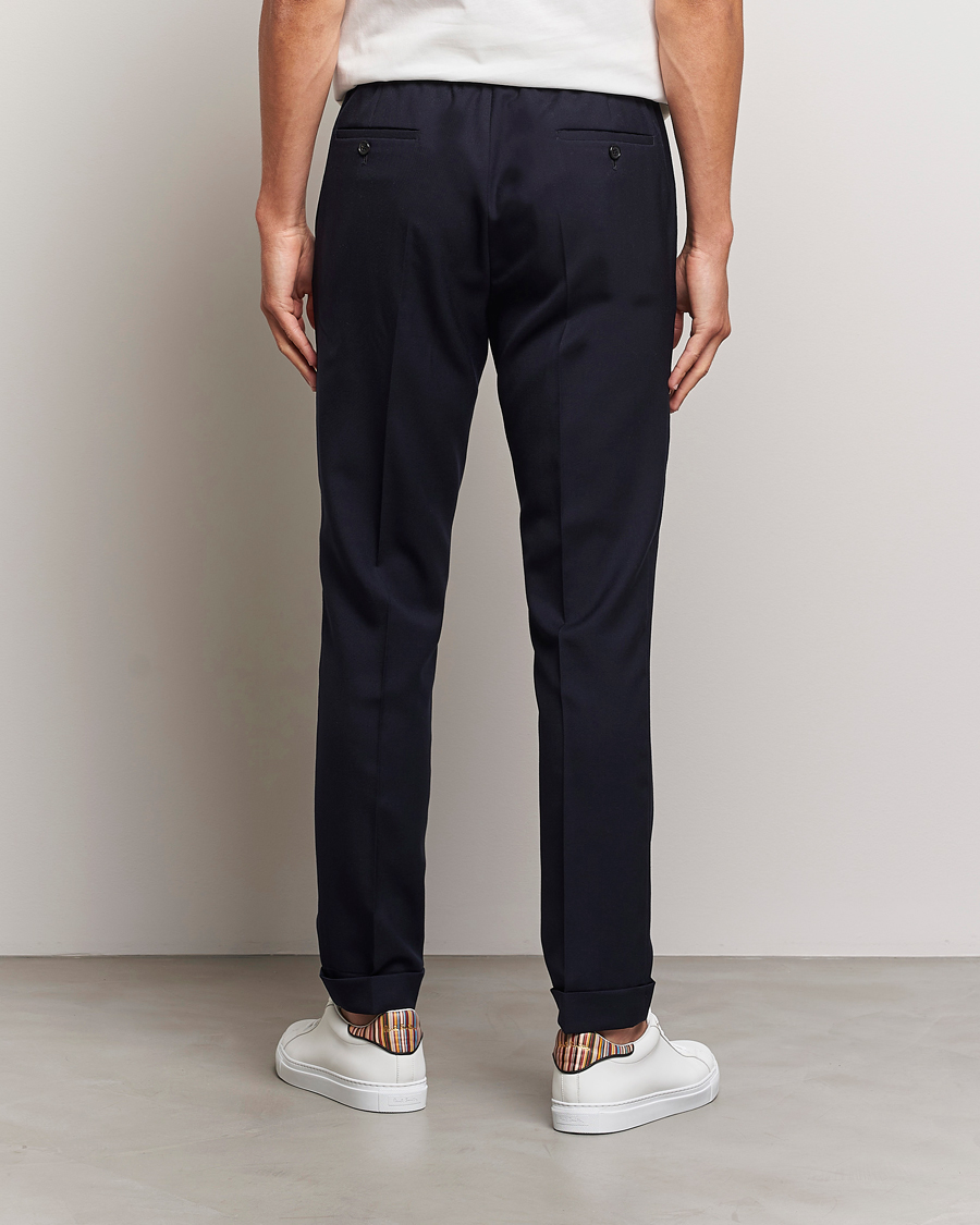 Heren | Broeken | Paul Smith | Drawstring Elastic Wool Pant Navy
