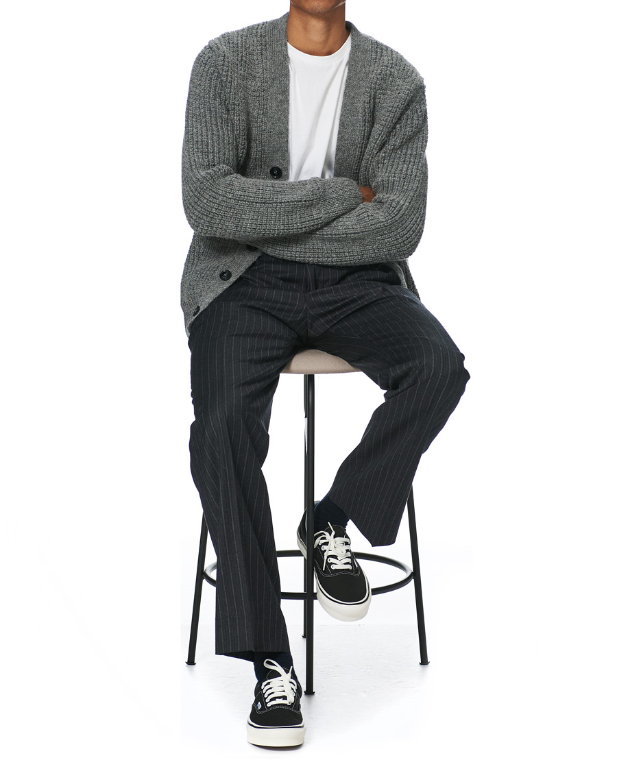 Heren | Broeken | Sunflower | Mac Pinstripe Wool Trousers Charcoal