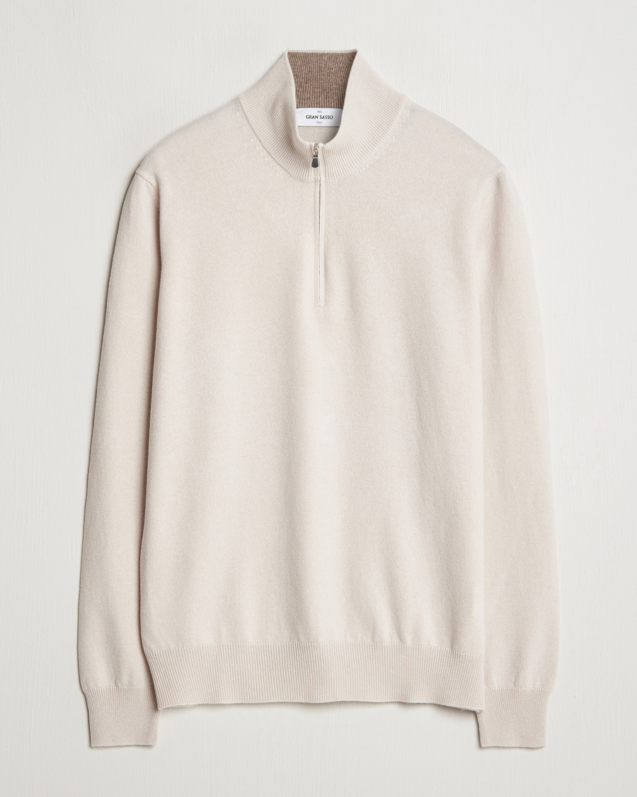 Heren | Truien | Gran Sasso | Wool/Cashmere Half Zip Cream