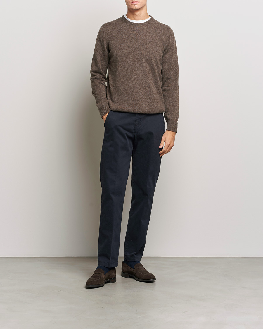 Heren | Truien | Gran Sasso | Wool/Cashmere Crew Neck Brown Melange