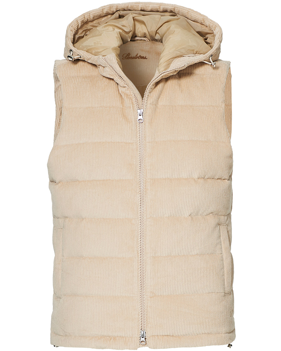 Heren | Jassen | Stenströms | Padded Corduroy Hood Vest Creme