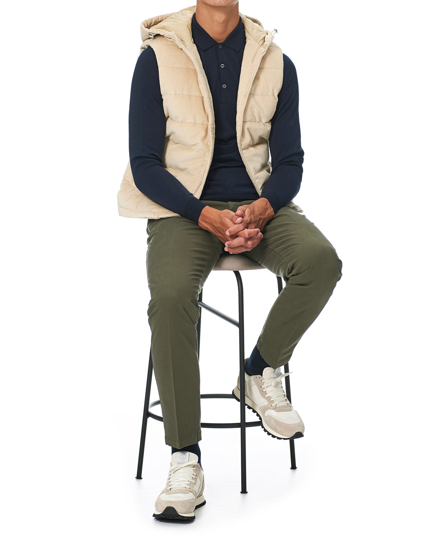 Heren | Jassen | Stenströms | Padded Corduroy Hood Vest Creme
