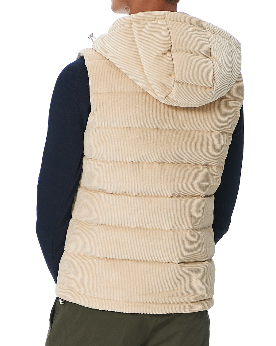 Heren | Jassen | Stenströms | Padded Corduroy Hood Vest Creme