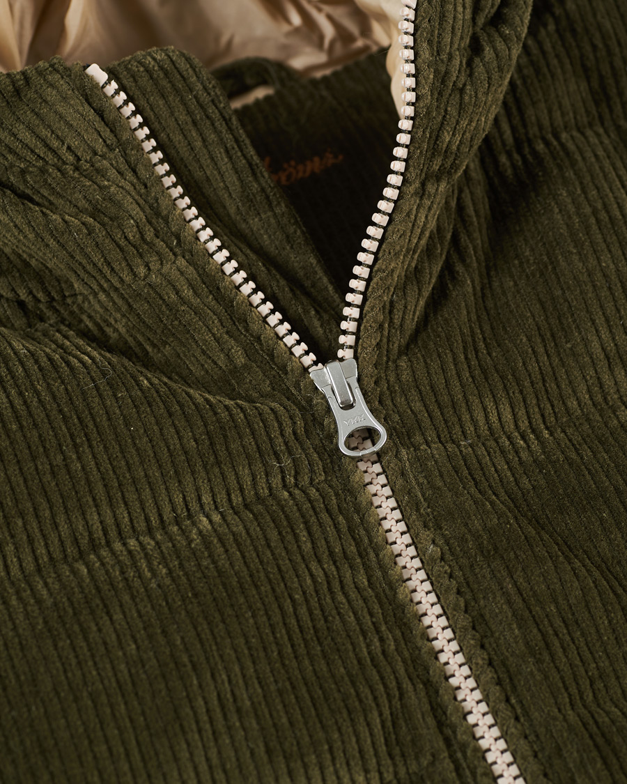 Heren | Jassen | Stenströms | Padded Corduroy Hood Vest Olive