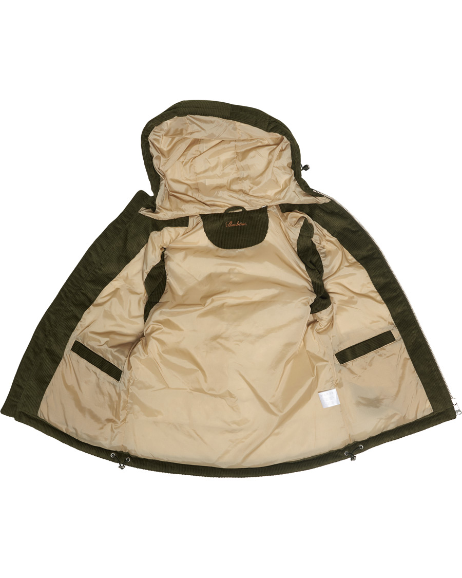 Heren | Jassen | Stenströms | Padded Corduroy Hood Vest Olive