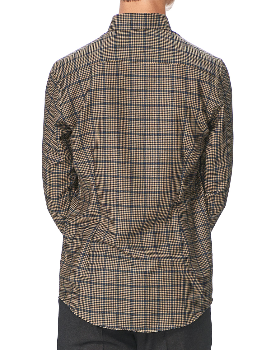 Heren | Overhemden | Eton | Slim Fit Big Checked Brushed Merino Shirt Brown