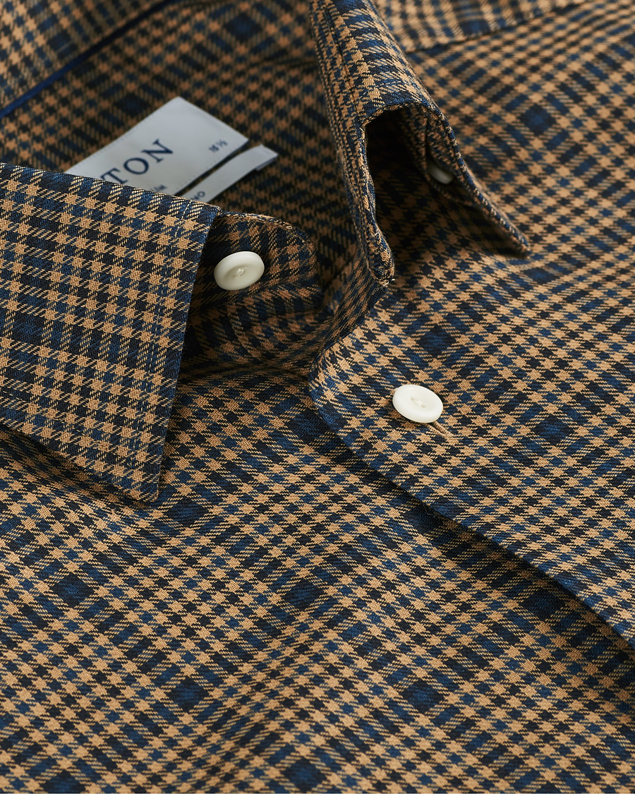 Heren | Overhemden | Eton | Slim Fit Big Checked Brushed Merino Shirt Brown