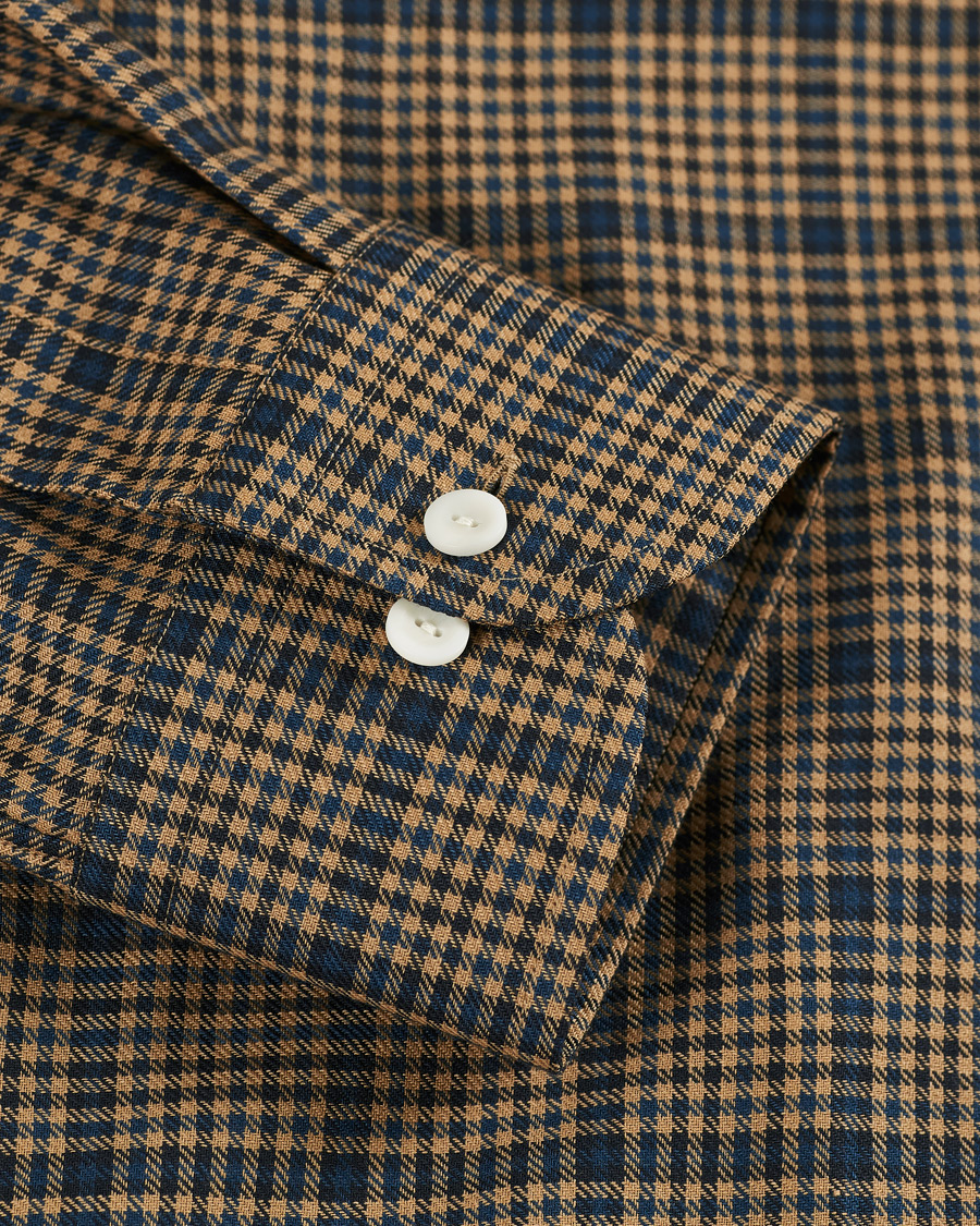 Heren | Overhemden | Eton | Slim Fit Big Checked Brushed Merino Shirt Brown