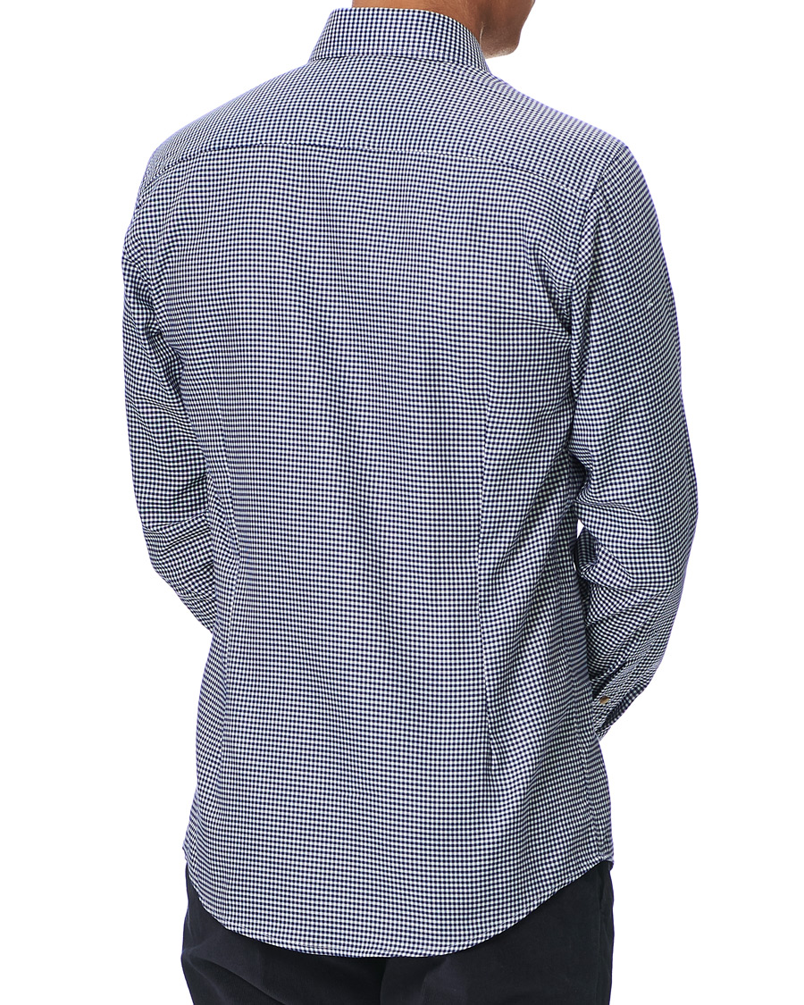 Heren | Overhemden | Eton | Slim Fit Lightweight Flannel Checked Shirt Blue