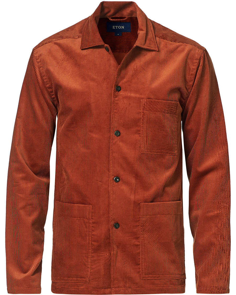 Heren | Overhemden | Eton | Cotton Corduroy Overshirt Orange